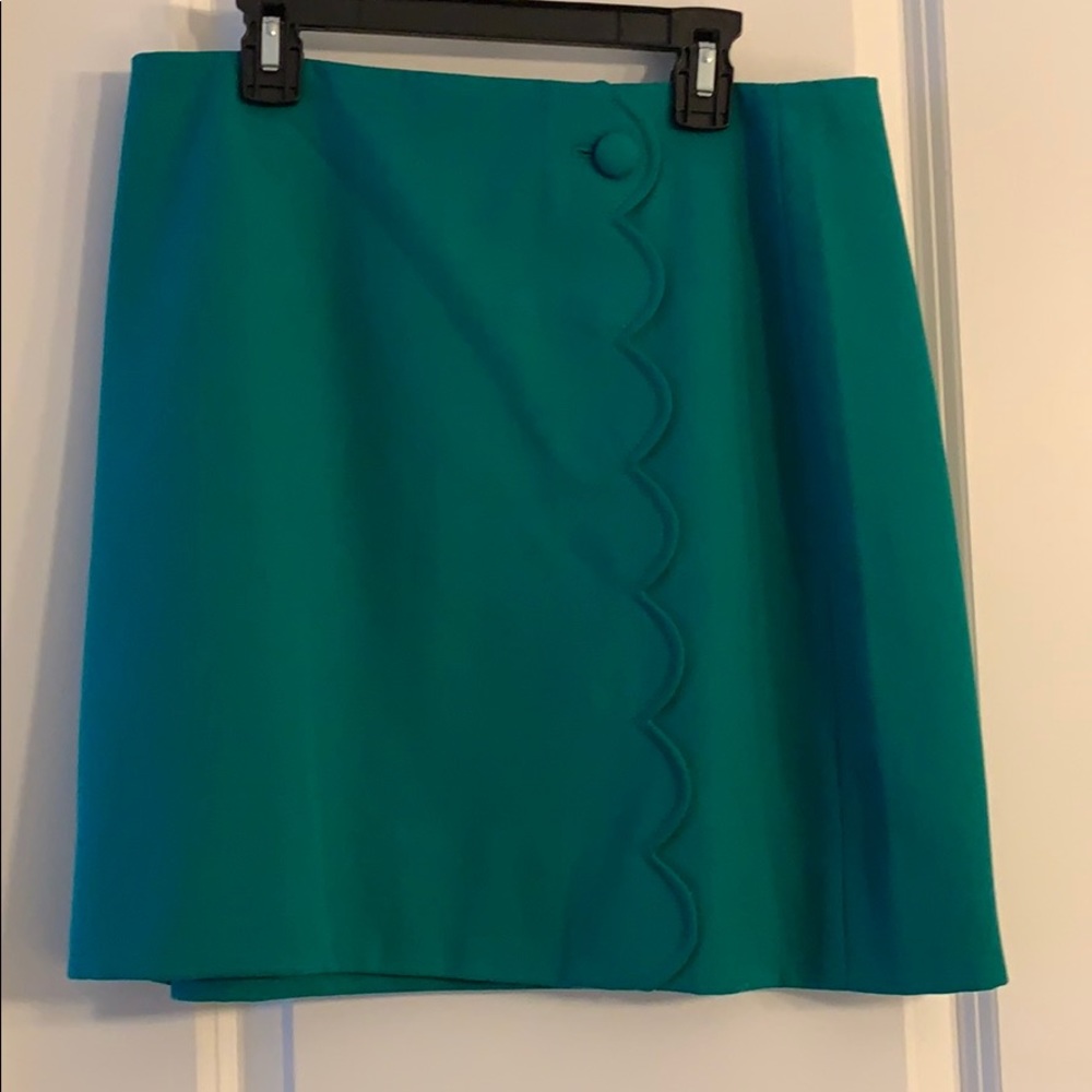Jcrew green scallop skirt